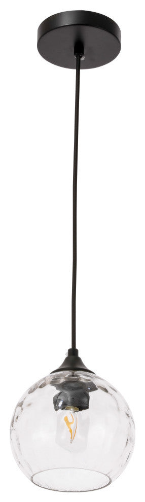 Black Finish And Clear Glass 1-Light Pendant