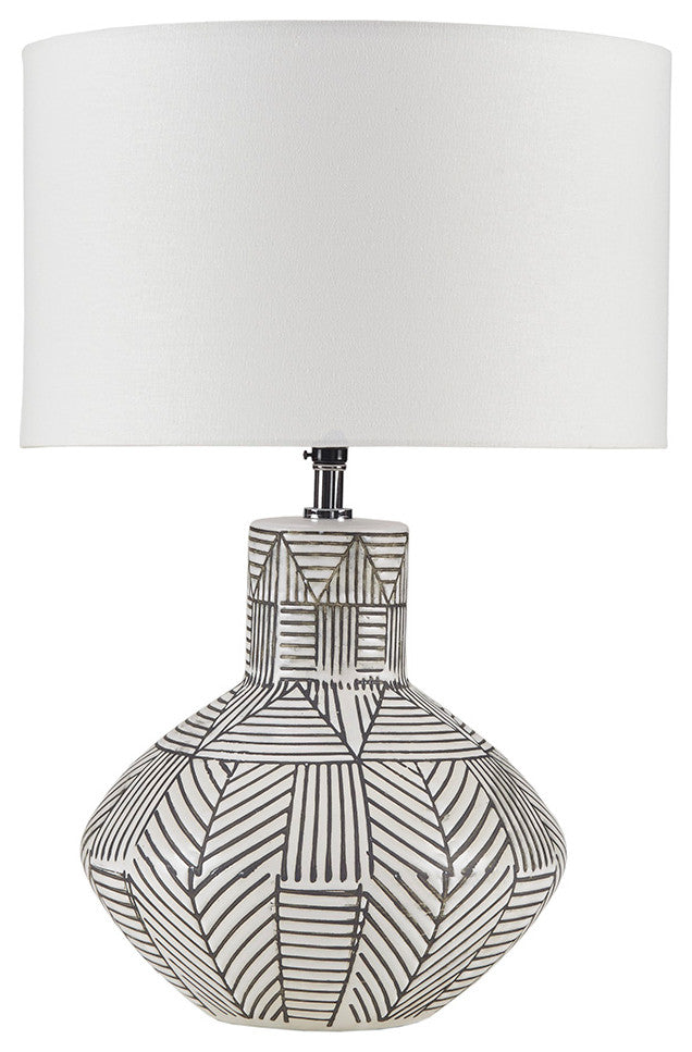 INK+IVY Agape Boho Ceramic Table Lamp, Black and White