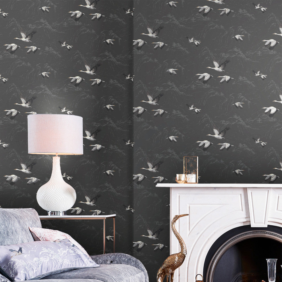 Laura Ashley Animalia Wallpaper, Dark Steel