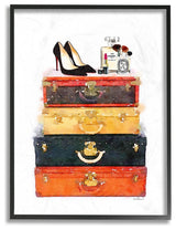 Stupell Ind. Luggage Stack Shoes And Makeup Framed Giclee, 16"x20"