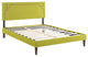 Modway Josie King Fabric Platform Bed With Squared Tapered Legs, Wheatgrass