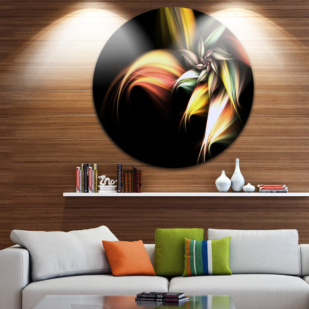 Light Orange Pink Glossy Flower, Floral Large Disc Metal Wall Art, 11"