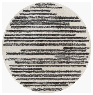 Khalil Modern Berber Stripe Cream/Black 7' Round Area Rug