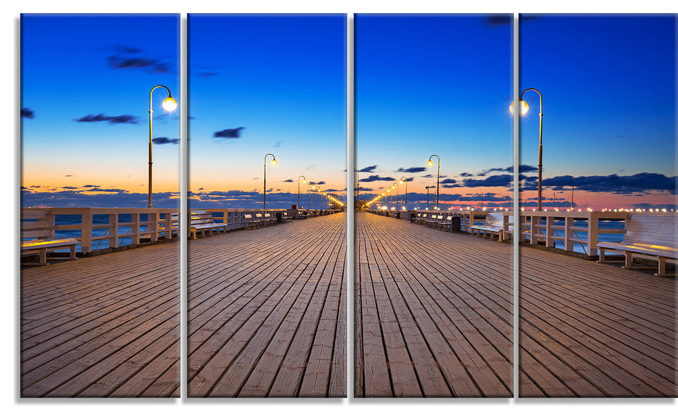 "Molo in Sopot at Baltic Sea" Canvas Print, 4 Panels