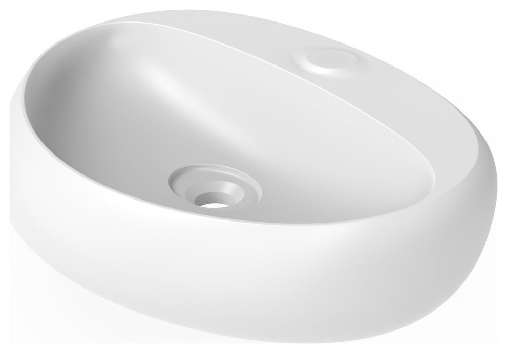 CastelloUSA Rosaria 24" Wall Mounted Porcelain Sink, Matte White, No Faucet Hole
