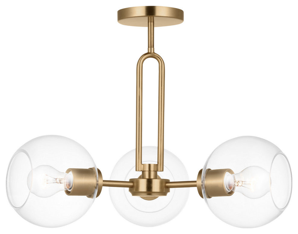 Codyn 3-Light Semi-Flush Mount, Satin Brass