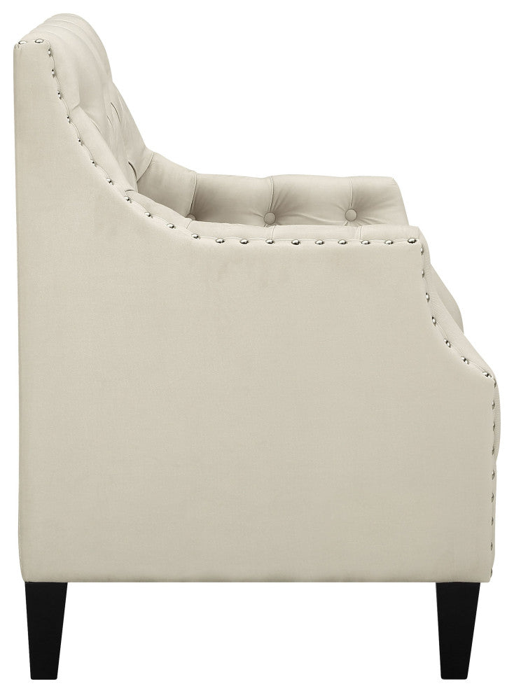 Norway Tufted Accent Chair with Nailhead Trim, Beige
