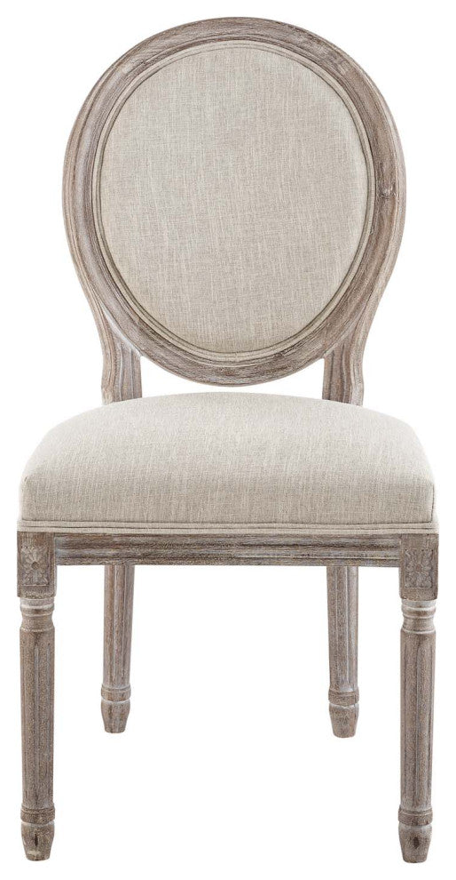 Beige Emanate Vintage French Upholstered Fabric Dining Side Chair