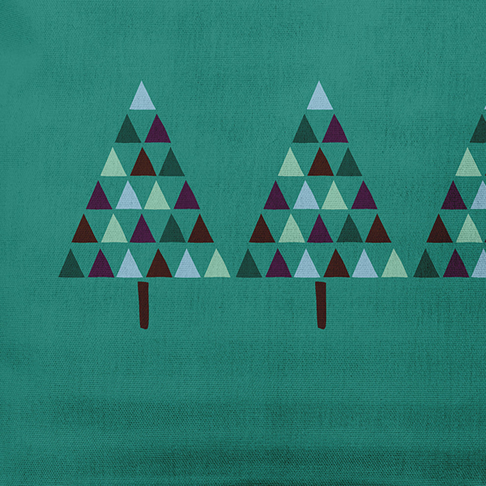 Mint Colored Triangle Trees Christmas Polyester Throw Pillow, 16"x16"