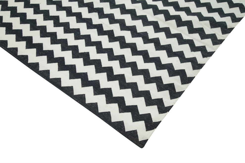Rug N Carpet - Handmade Wool 8' 11'' x 11' 8'' Modern Design Dhurrie Kilim Rug