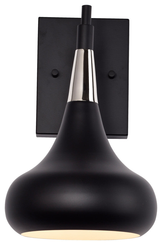 Phoenix 1-Light Wall Sconce, Matte Black With Polished Nickel