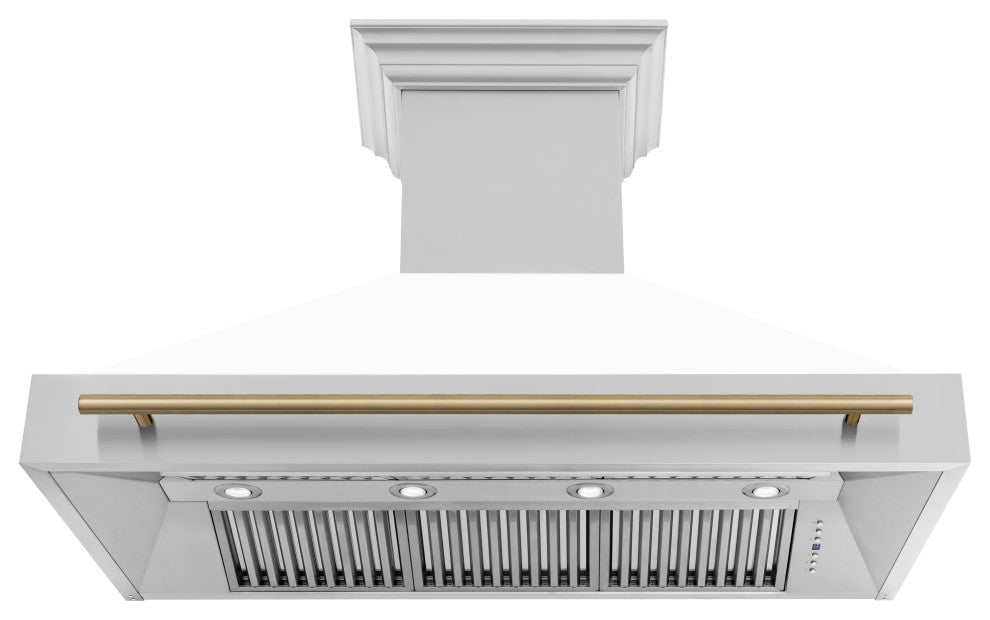 ZLINE 48" Wall Mount Hood, Stainless With White Matte Shell, 8654STZ-WM48-CB