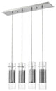Scope 4-Light Brushed Nickel Pendant Double Glass and Mesh Shades