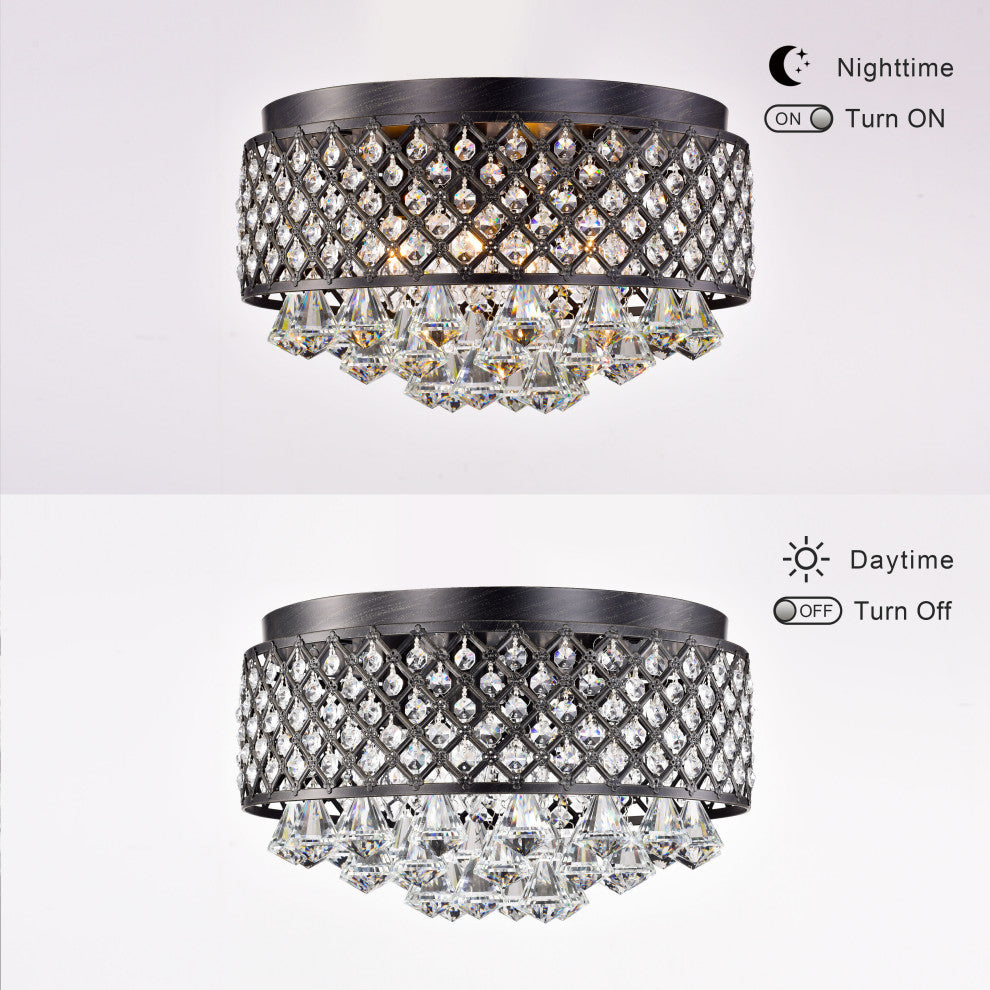 Chloe 4-light Antique Black Flush Mount Chandelier
