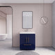 Rosa 30" Free Standing Modern Vanity, High Gloss Night Blue, Glossy White Top