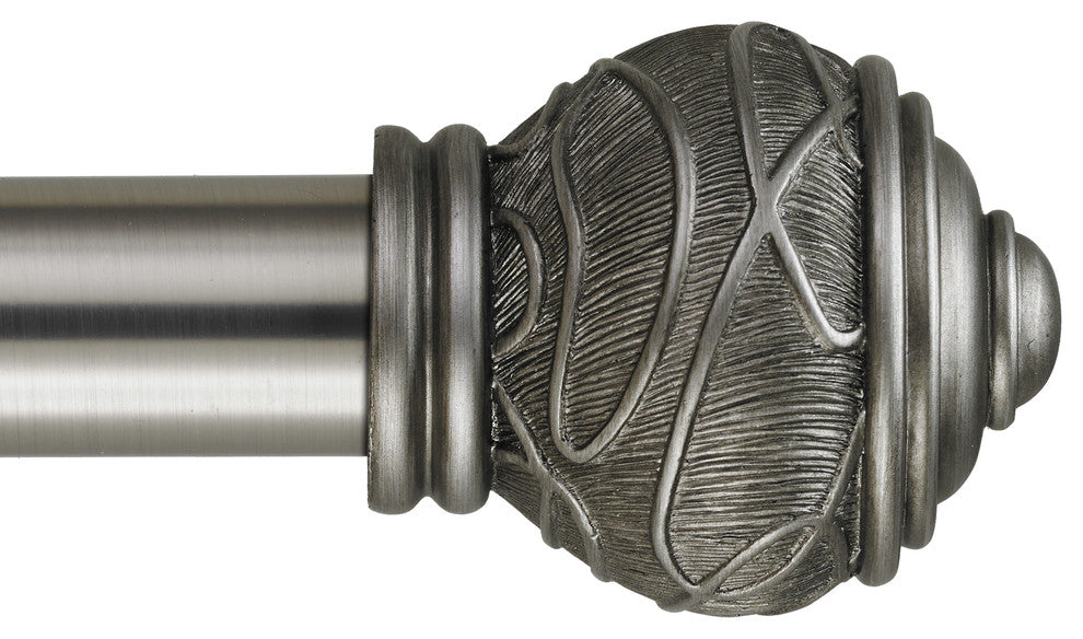 Mercado Non-Telescoping Curtain Rod, Antique Silver, 120''