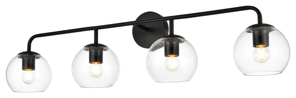 4 Light Black And Clear Bath Sconce