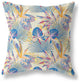 16" Blue Cream Tropical Indoor Outdoor Throw Pillow