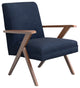 Wooden Arms Accent Chair, Dark Blue