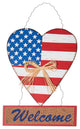 Hanging Wood Americana Heart, 18"