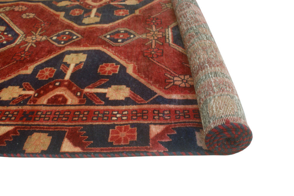 Fine Vintage Distressed Camryn Burgundy/Navy Runner, 3'5x9'3