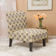 GDF Studio Kalee Contemporary Accent Chair, Yellow and Gray Ikat Pattern/ Matte Black, Fabric