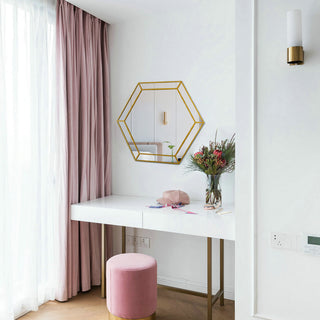 CHLOE'S Reflection Golden Finish Hexagon Framed Wall Mirror, 30"