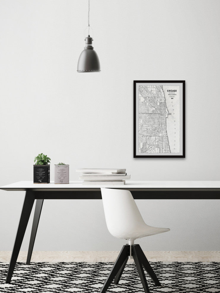 "Map of Chicago IV" Framed Painting Print, 24x36