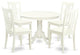 5 Pc Set With A Round Dinette Table And 4 Wood Dinette Chairs, Linen White