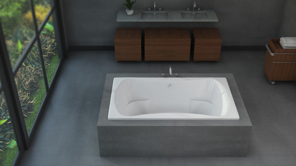 Malibu Oceanside Rectangle Massaging Air Jet Bathtub 60x42x22 Biscuit