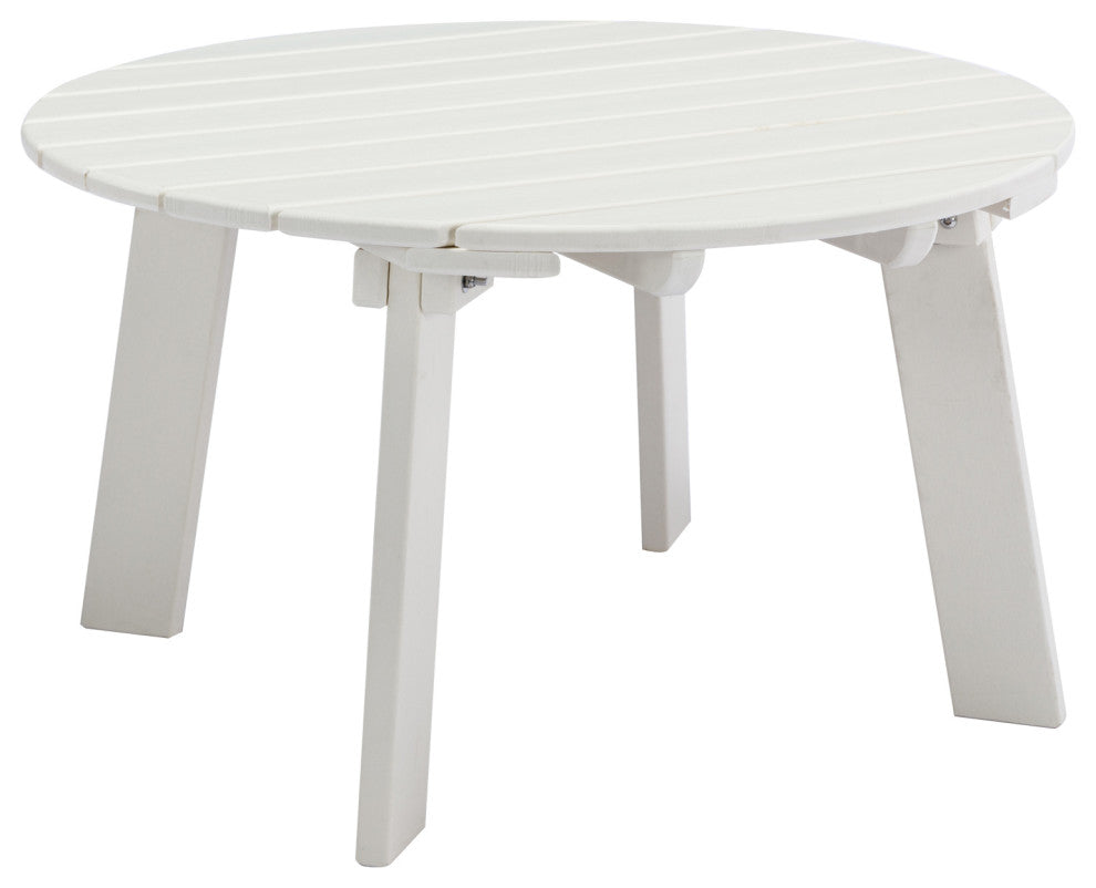 32''D Patio Outdoor Round Coffee Tables, Adirondack Table, White