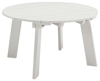 32''D Patio Outdoor Round Coffee Tables, Adirondack Table, White