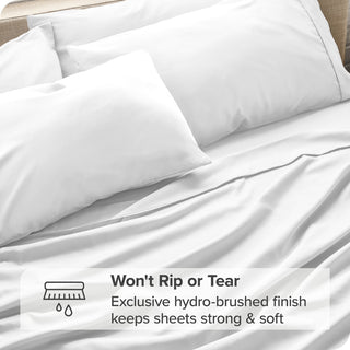 Bare Home Twin & Twin XL 5-Piece Microfiber Sheet Set, Cool White, Twin