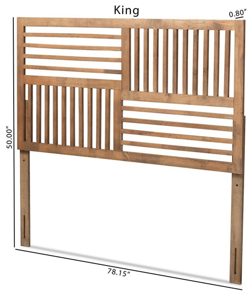 Bowery Hill Modern Rubber Wood Queen Size Headboard in Ash Walnut