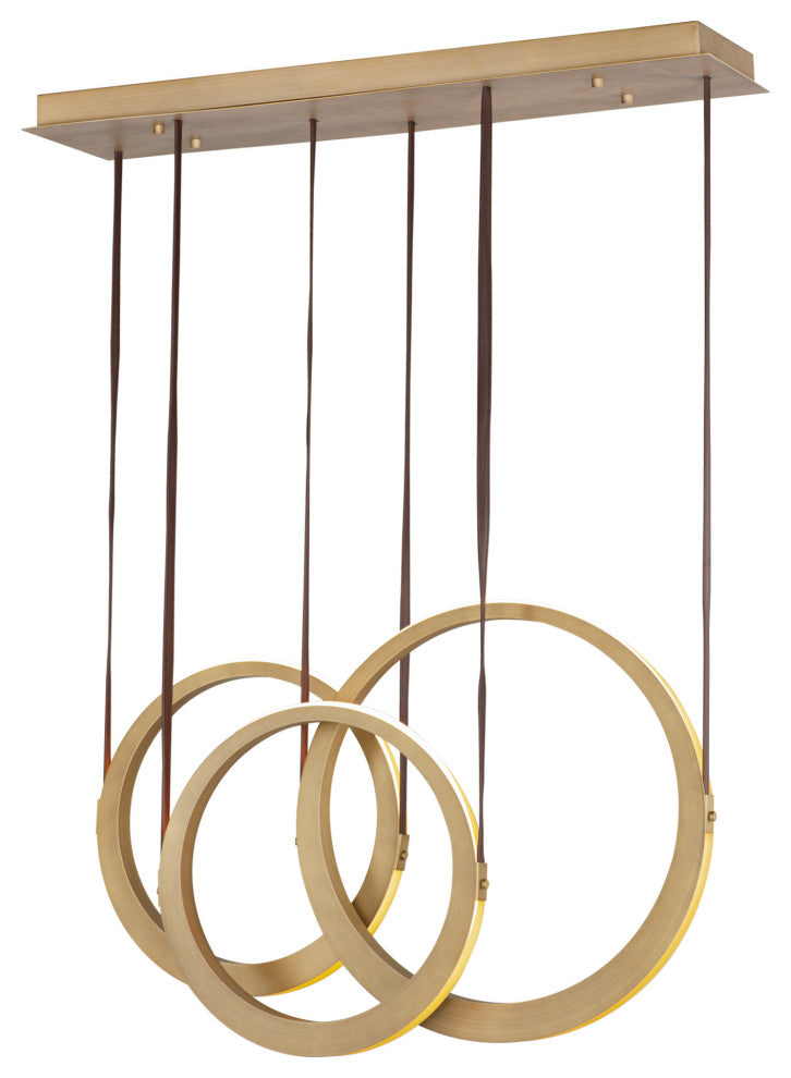 ET2 E24083 Tether 34"W LED Linear Chandelier - Natural Aged Brass