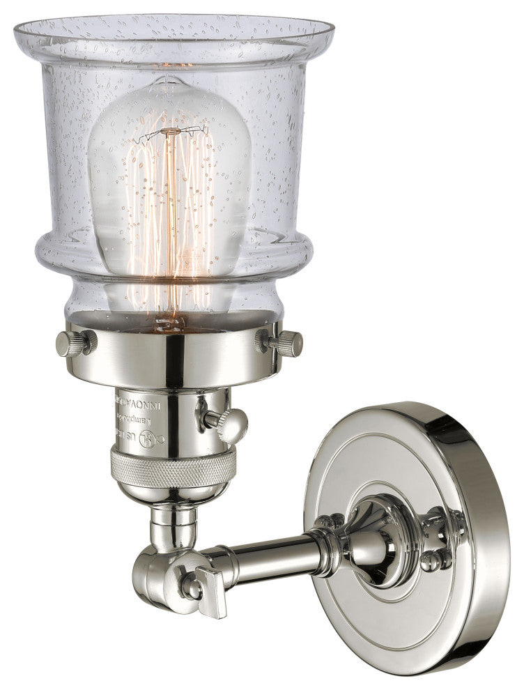 Small Canton 1-Light Sconce, Polished Nickel, Seedy