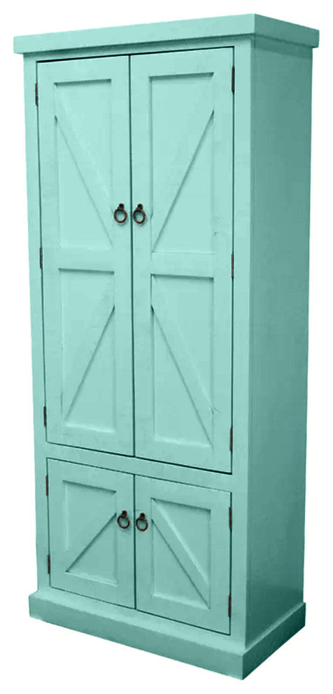 Rustic Kitchen Pantry Cabinet, Aqua Fiesta