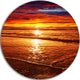Colorful Sunset Mirrored In Waters, Beach Round Metal Wall Art, 23"