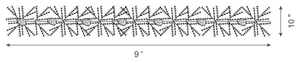 2pk 9ft Pre-Lit Greenery Pine Cone Christmas Garland, With Warm White LED Lights
