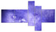Light Blue Fractal Sky with Stars, Abstract Canvas Art Print, 60"x32", 5 panels