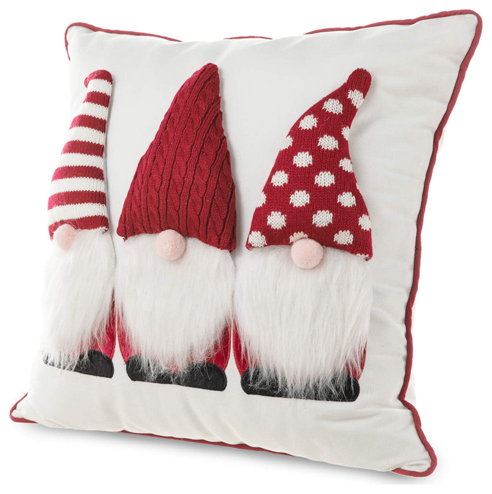 18"Lx18"W 3D Heavy Knitted Gnome Pillow