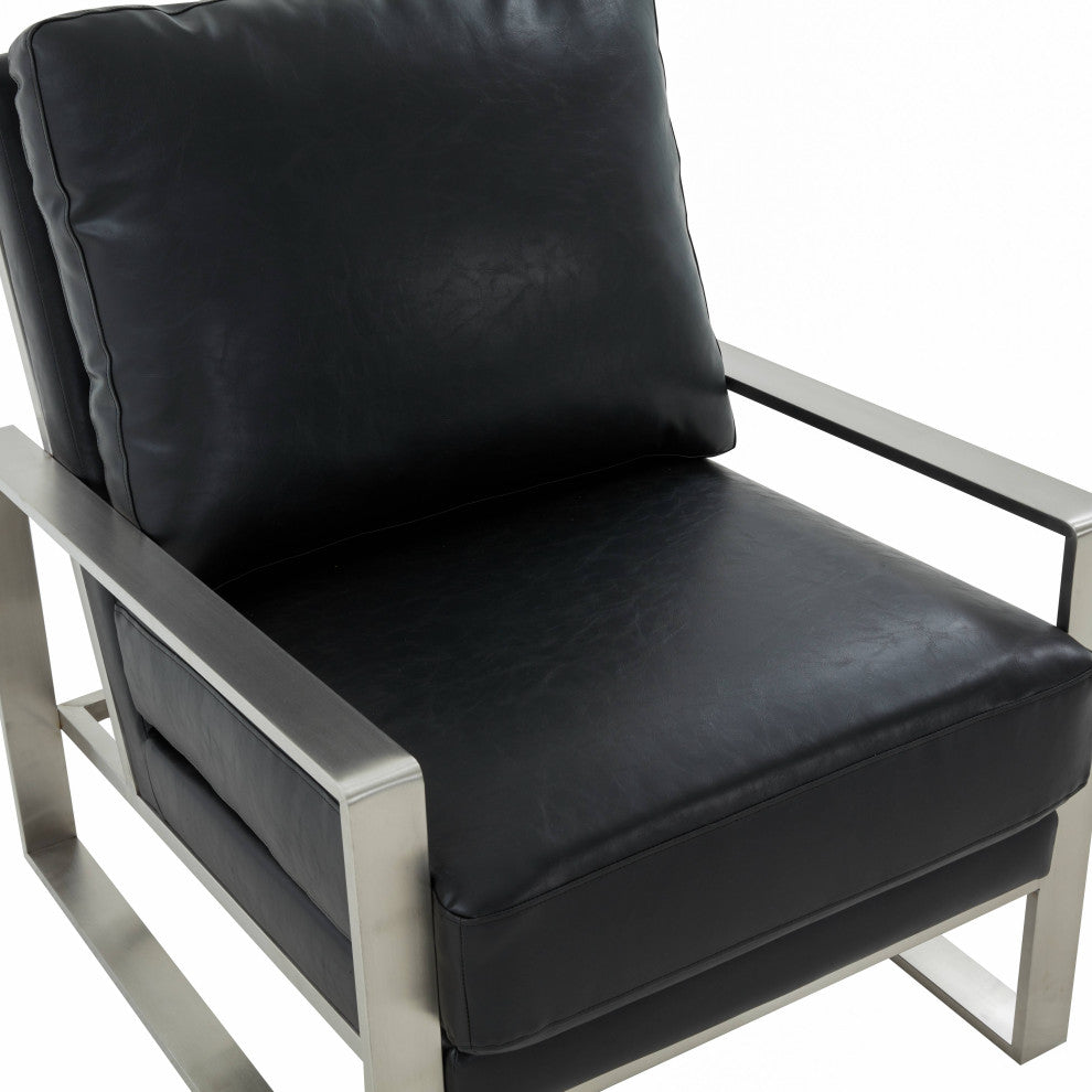 LeisureMod Jefferson 3-Piece Set With Coffee Table and 2 Arm Chairs, Black