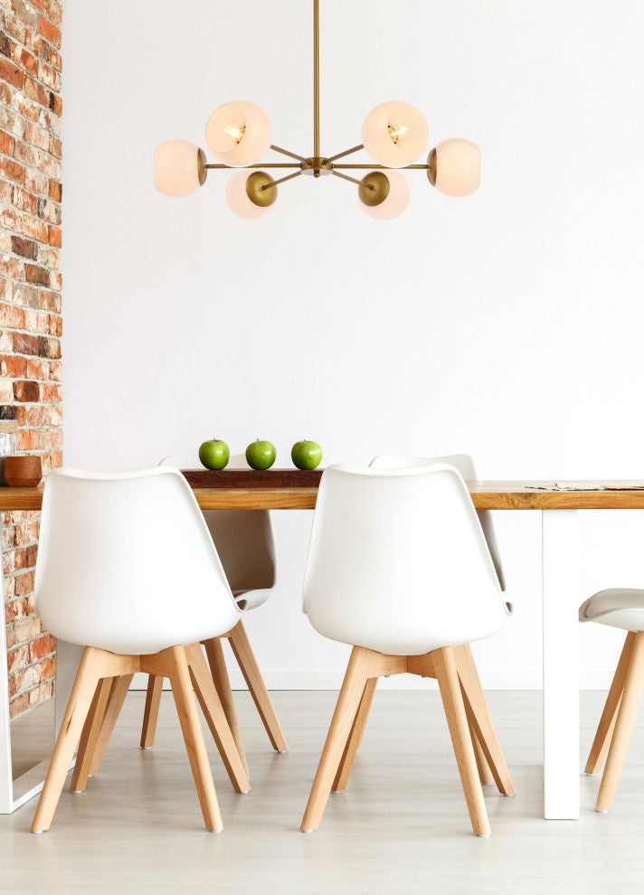 Brooke 30" Pendant, Brass With White Shade