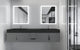 CastelloUSA Amazon 84" Wall Mounted Bathroom Vanity Set, Gray, Black Top, Brushed Nickel