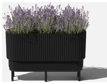 Veradek Demi Series Raised Demi Long 30" Planter With Stand Black/Black
