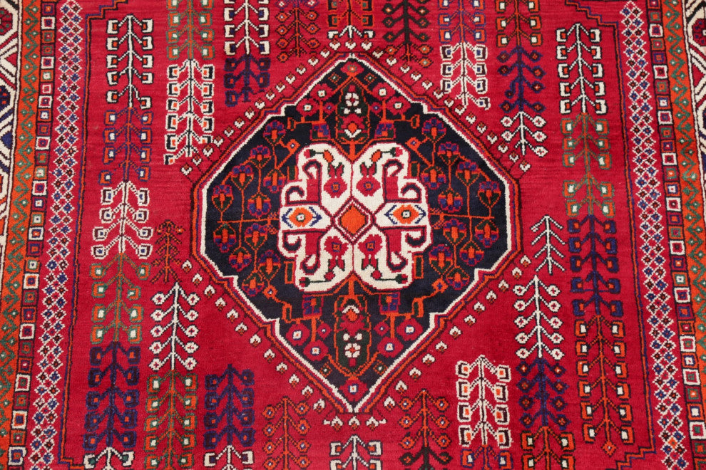 Consigned, Oriental Hand Made Vintage-Style Persian Area Rug, Red, 5x8