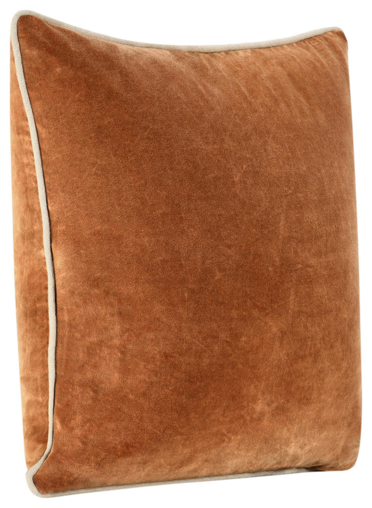 Harriet Velvet Throw Pillow by Kosas Home, Hazel Brown, 22x22