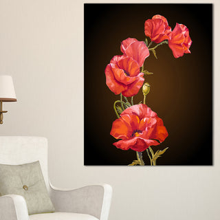 "Bright Poppies Flower" Canvas Print, 16"x32"