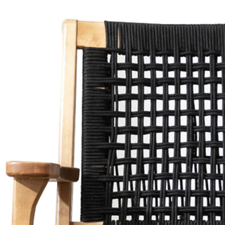 Accent Chair With Rope Woven Seat and Wooden Frame, Brown and Black