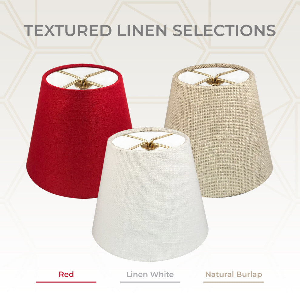 Royal Designs Clip On Chandelier Lamp Shade, Textured Linen White, 6 Inch, Set o